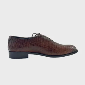WalkinStyles – Brown Leather Dress Shoes with Snake Skin Finish - Image 6