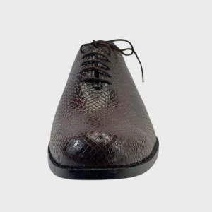 WalkinStyles – Brown Leather Dress Shoes with Snake Skin Finish - Image 7