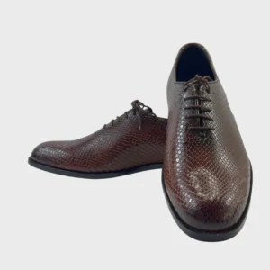 WalkinStyles – Brown Leather Dress Shoes with Snake Skin Finish