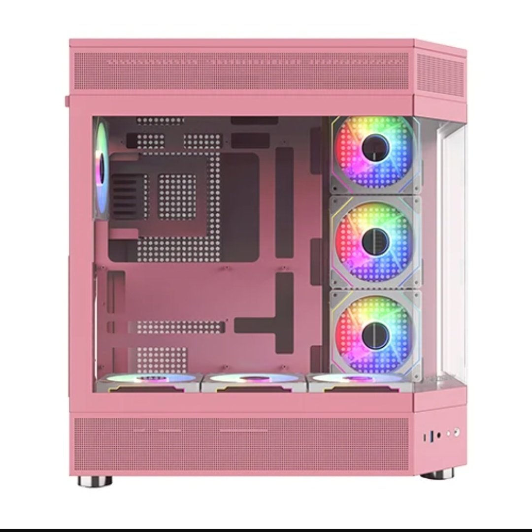 Acegeek Icecube Pink Computer Case, CPU Cooler Height 165mm, ATX/M‑ATX/ITX, I/O Ports, HDD/SSD.