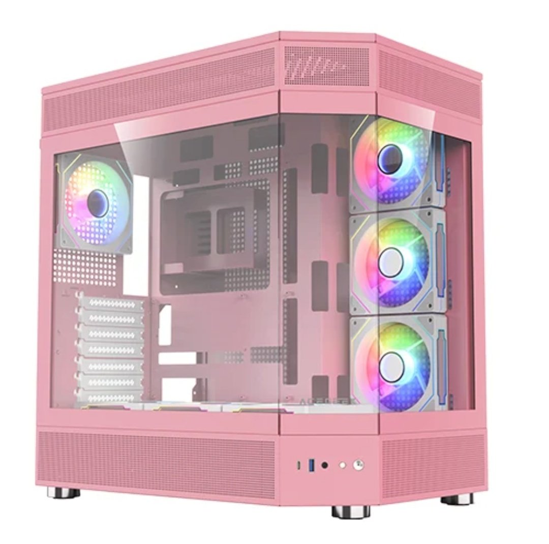 Acegeek Icecube Pink Computer Case, CPU Cooler Height 165mm, ATX/M‑ATX/ITX, I/O Ports, HDD/SSD. - Image 2
