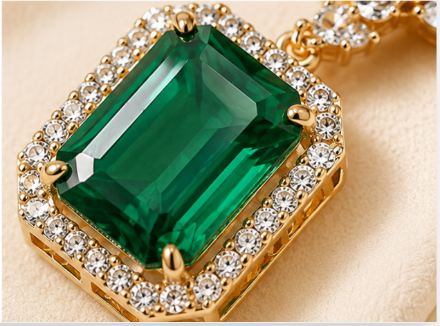 Gemlion Luxury Emerald Drop Earrings – Gold Plated Premium Collection - Image 4