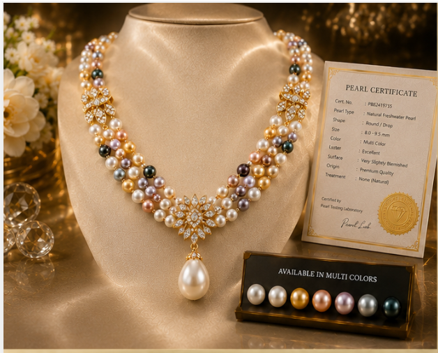 Gemlion Luxury Multi-Color Pearl Necklace – Premium Freshwater Pearl Collection