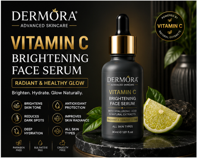 Dermora Vitamin C Brightening Face Serum with Hyaluronic Acid – Advanced Skincare - Image 5