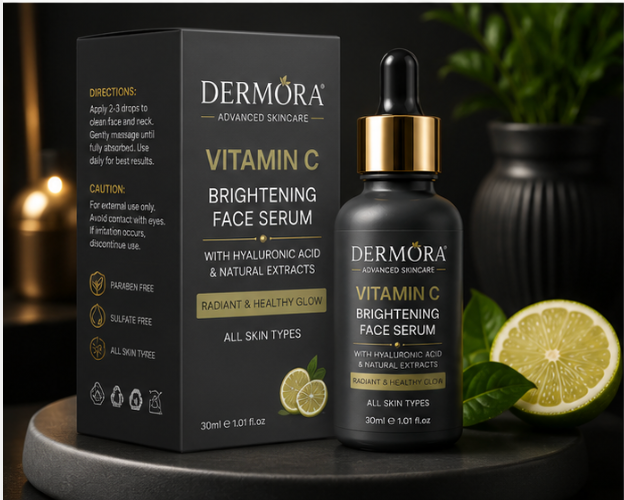 Dermora Vitamin C Brightening Face Serum with Hyaluronic Acid – Advanced Skincare - Image 4