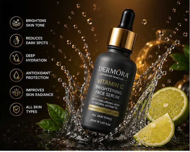 Dermora Vitamin C Brightening Face Serum with Hyaluronic Acid – Advanced Skincare - Image 2