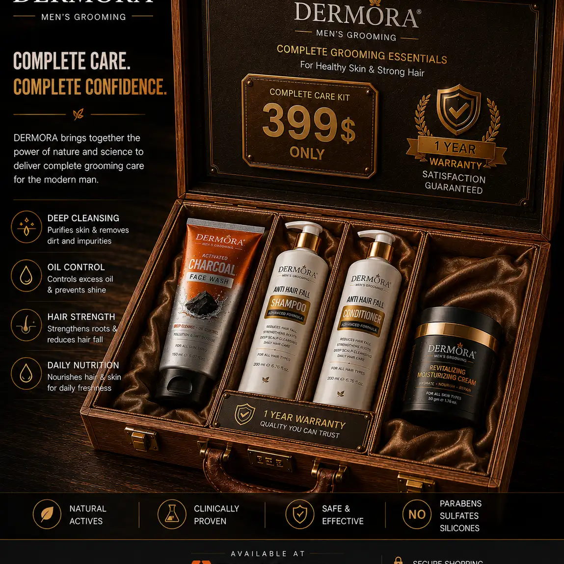 Dermora Complete Grooming Essentials Kit for Men | Premium Grooming Collection