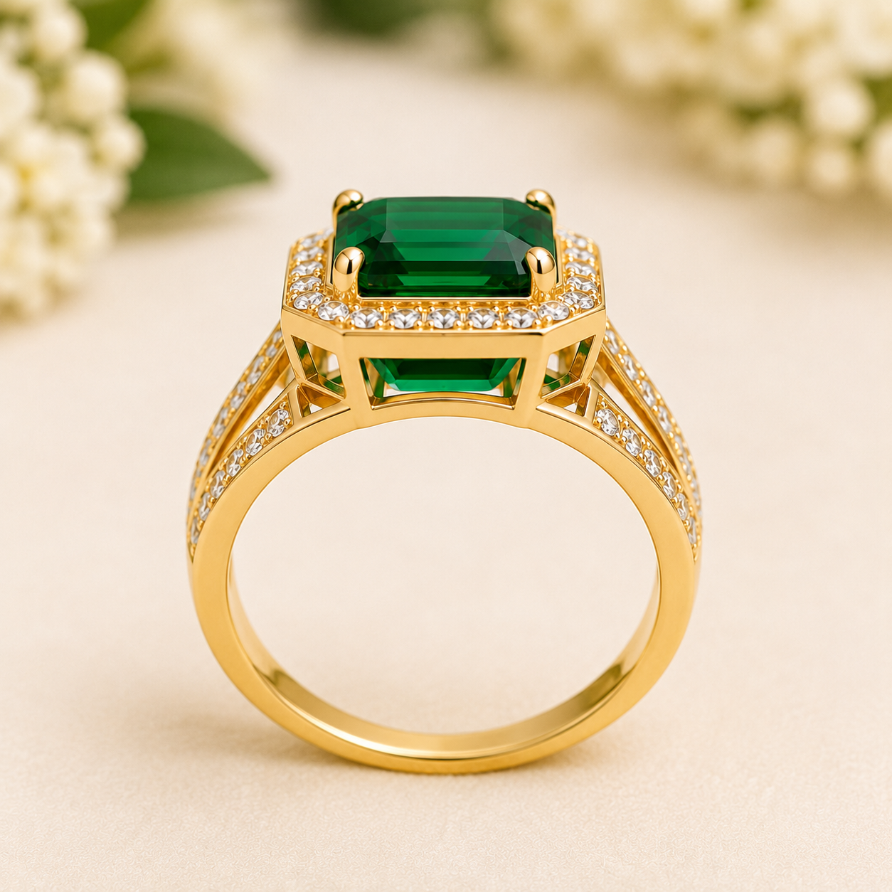 Gemlion Royal Emerald Luxury Ring – 18K Gold-Plated Natural Emerald Ring - Image 4