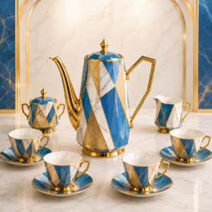 Luxora Royal Blue & Gold 15-Piece Premium Tea Set